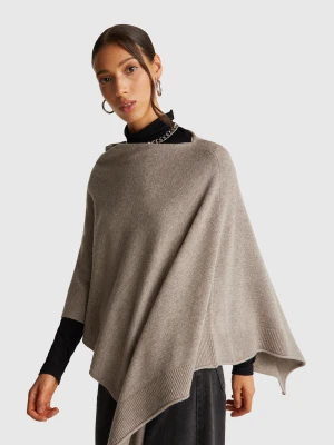 Benetton, Cashmere Blend Poncho, size OS, Brown, Women United Colors of Benetton