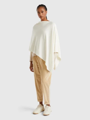 Benetton, Cashmere Blend Poncho, size OS, Creamy White, Women United Colors of Benetton