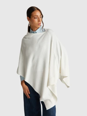 Benetton, Cashmere Blend Poncho, Size: OS, Creamy White, Women United Colors of Benetton