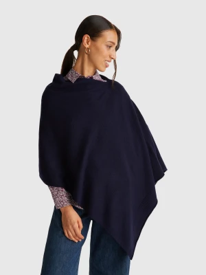 Benetton, Cashmere Blend Poncho, size OS, Dark Blue, Women United Colors of Benetton