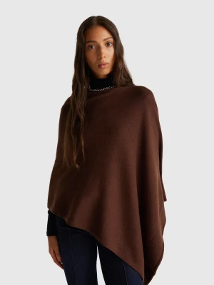 Benetton, Cashmere Blend Poncho, size OS, Dark Brown, Women United Colors of Benetton