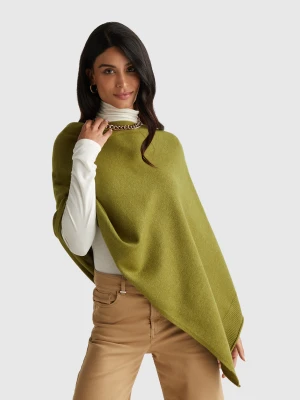 Benetton, Cashmere Blend Poncho, Size: OS, Military Green, Women United Colors of Benetton