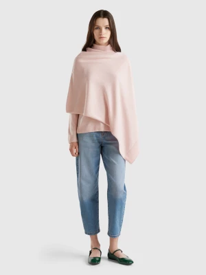 Benetton, Cashmere Blend Poncho, size OS, Pastel Pink, Women United Colors of Benetton