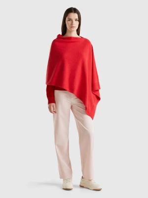 Benetton, Cashmere Blend Poncho, size OS, Red, Women United Colors of Benetton