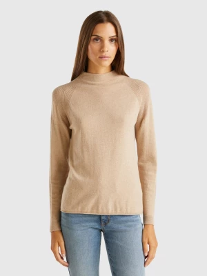 Benetton, Cashmere Blend Sweater, size L, Camel, Women United Colors of Benetton