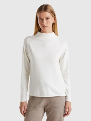 Benetton, Cashmere Blend Sweater, size L, Creamy White, Women United Colors of Benetton