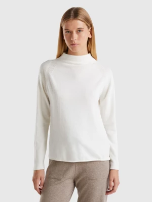 Benetton, Cashmere Blend Sweater, size XS, Creamy White, Women United Colors of Benetton