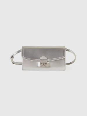 Benetton, Cell Phone Holder Bag With Crossbody Strap, size OS, Silver, Women United Colors of Benetton