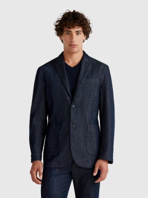 Benetton, Chambray Blazer, size , Blue, Men United Colors of Benetton