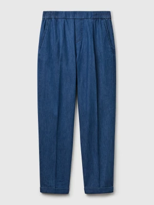 Benetton, Chambray Chinos With Elastic, Size: XS, Blue, Women United Colors of Benetton