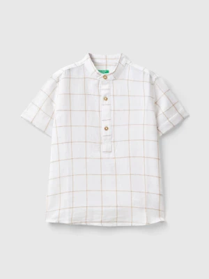 Benetton, Check Mandarin Shirt, size 104, Creamy White, Kids United Colors of Benetton