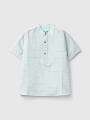 Benetton, Check Mandarin Shirt, size 110, Sky Blue, Kids United Colors of Benetton