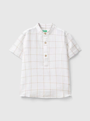 Benetton, Check Mandarin Shirt, size 82, Creamy White, Kids United Colors of Benetton