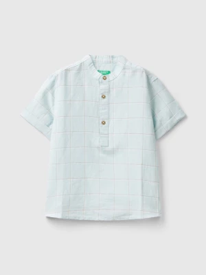 Benetton, Check Mandarin Shirt, size 90, Sky Blue, Kids United Colors of Benetton