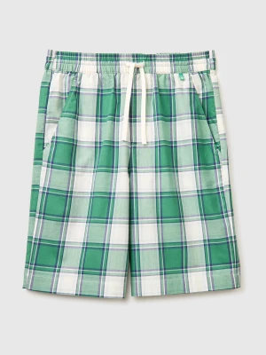 Benetton, Checked Bermuda Shorts With Drawstring, Size: XL, Green, Men United Colors of Benetton