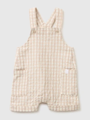 Zdjęcie produktu Benetton, Checkered Linen Blend Overalls, Beige, Kids United Colors Of Benetton