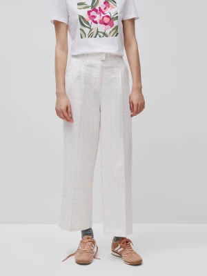 Benetton, Checkered Trousers, Creamy White, Women United Colors of Benetton