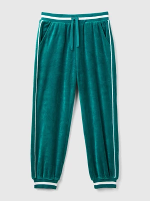 Benetton, Chenille Trousers With Drawstring, size 2XL, Dark Green, Kids United Colors of Benetton