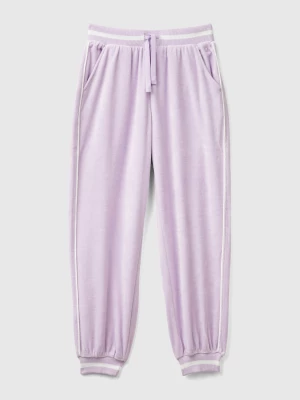 Benetton, Chenille Trousers With Drawstring, size S, Lilac, Kids United Colors of Benetton