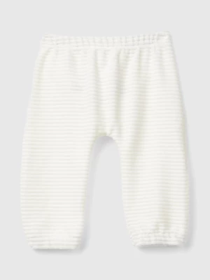 Benetton, Chenille Trousers With Embroidery, size 56, Creamy White, Kids United Colors of Benetton