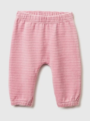 Benetton, Chenille Trousers With Embroidery, Size: 82, Mauve, Kids United Colors of Benetton