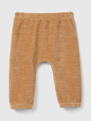 Benetton, Chenille Trousers With Embroidery, size 62, Camel, Kids United Colors of Benetton