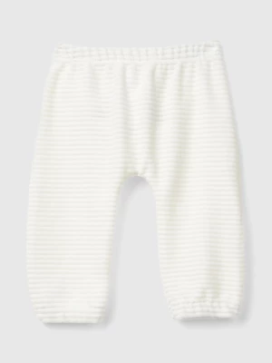 Benetton, Chenille Trousers With Embroidery, size 74, Creamy White, Kids United Colors of Benetton