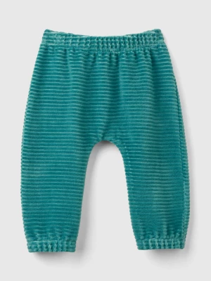 Benetton, Chenille Trousers With Embroidery, size 82, Teal, Kids United Colors of Benetton