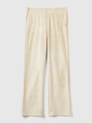 Benetton, Chenille Trousers With Straight Leg, size XL, Creamy White, Kids United Colors of Benetton