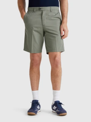 Benetton, Chino Bermuda Shorts In Canvas, size 56, Military Green, Men United Colors of Benetton