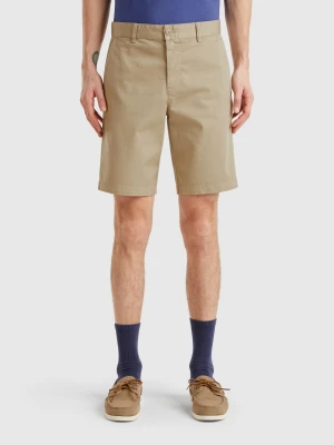 Benetton, Chino Bermudas In Stretch Cotton, size 56, Military Green, Men United Colors of Benetton