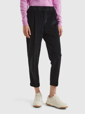 Benetton, Chinos In Velvet With Stretch Waist, Size: XL, Black, Women United Colors of Benetton