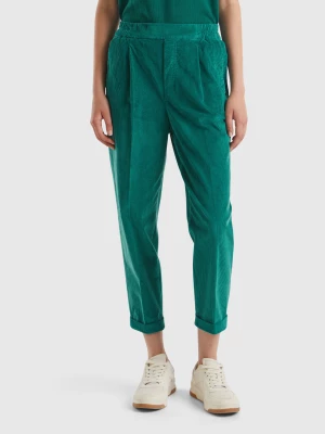 Benetton, Chinos In Velvet With Stretch Waist, size XXS, Dark Green, Women United Colors of Benetton