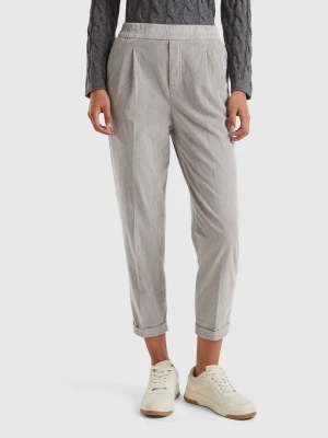 Benetton, Chinos In Velvet With Stretch Waist, Size: XXS, Gray, Women United Colors of Benetton