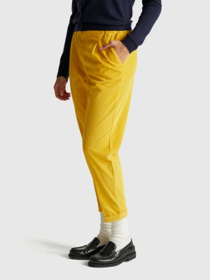 Benetton, Chinos In Velvet With Stretch Waist, Size: XXS, Mustard, Women United Colors of Benetton