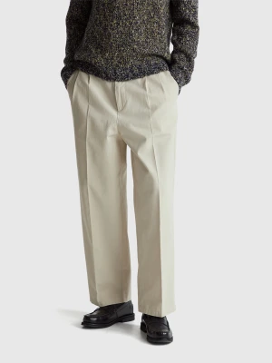 Benetton, Chinos With Creases, Beige, Men United Colors of Benetton