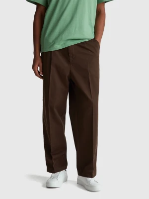 Benetton, Chinos With Creases, Brown, Men United Colors of Benetton
