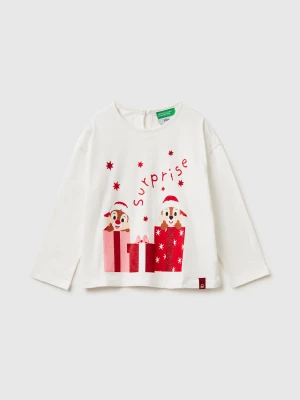 Benetton, Chip & Dale ©disney Christmas T-shirt, Size: 116, Creamy White, Kids United Colors of Benetton