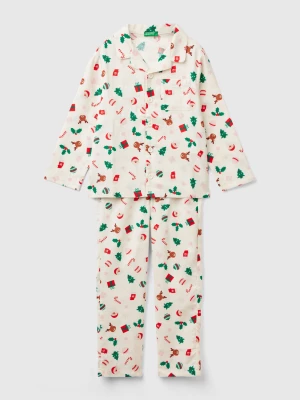 Benetton, Christmas Flannel Pyjamas, size 2XL, Creamy White, Kids United Colors of Benetton