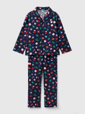 Benetton, Christmas Flannel Pyjamas, size XXS, Dark Blue, Kids United Colors of Benetton