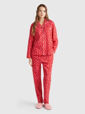 Benetton, Christmas Flannel Pyjamas, size XXS, Red, Women United Colors of Benetton