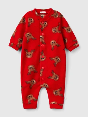 Benetton, Christmas Onesie With Reindeer, size 82, Red, Kids United Colors of Benetton