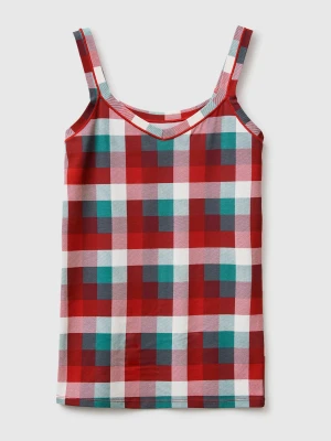 Benetton, Christmas Tank Top With Tartan Print, Size: OS, Green, Women United Colors of Benetton