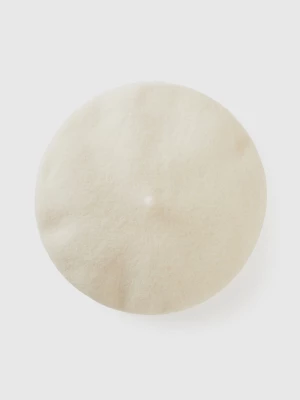 Benetton, Classic Beret In Wool Blend, size OS, Creamy White, Women United Colors of Benetton