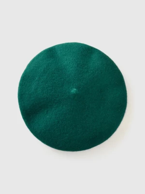 Benetton, Classic Beret In Wool Blend, size OS, Dark Green, Women United Colors of Benetton