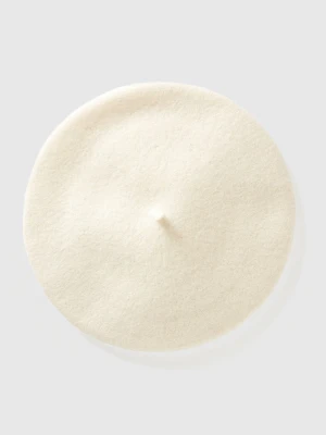 Benetton, Classic Beret In Wool Blend, Size: OS, White, Women United Colors of Benetton