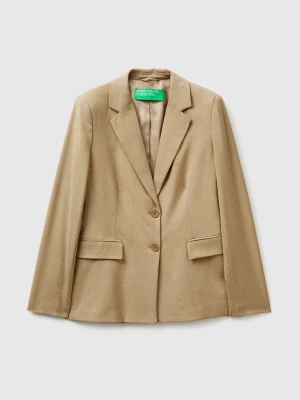 Benetton, Classic Lined Jacket, Camel, Women United Colors of Benetton
