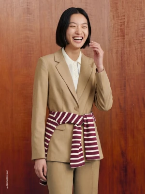 Benetton, Classic Lined Jacket, Camel, Women United Colors of Benetton