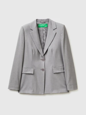 Benetton, Classic Lined Jacket, Gray, Women United Colors of Benetton