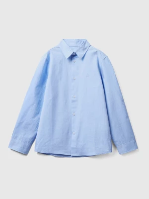Benetton, Classic Shirt In Pure Cotton, size L, Sky Blue, Kids United Colors of Benetton